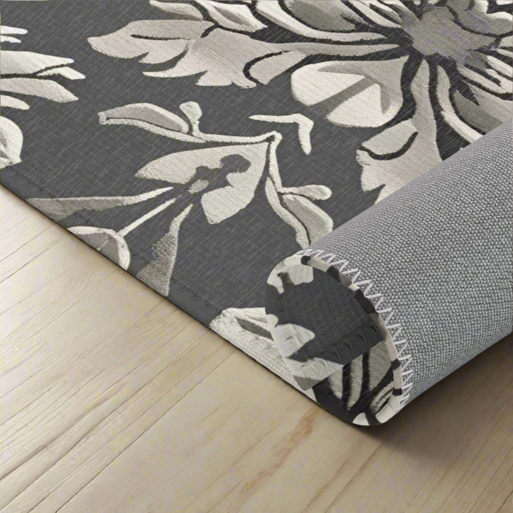 Grey Floral Rug