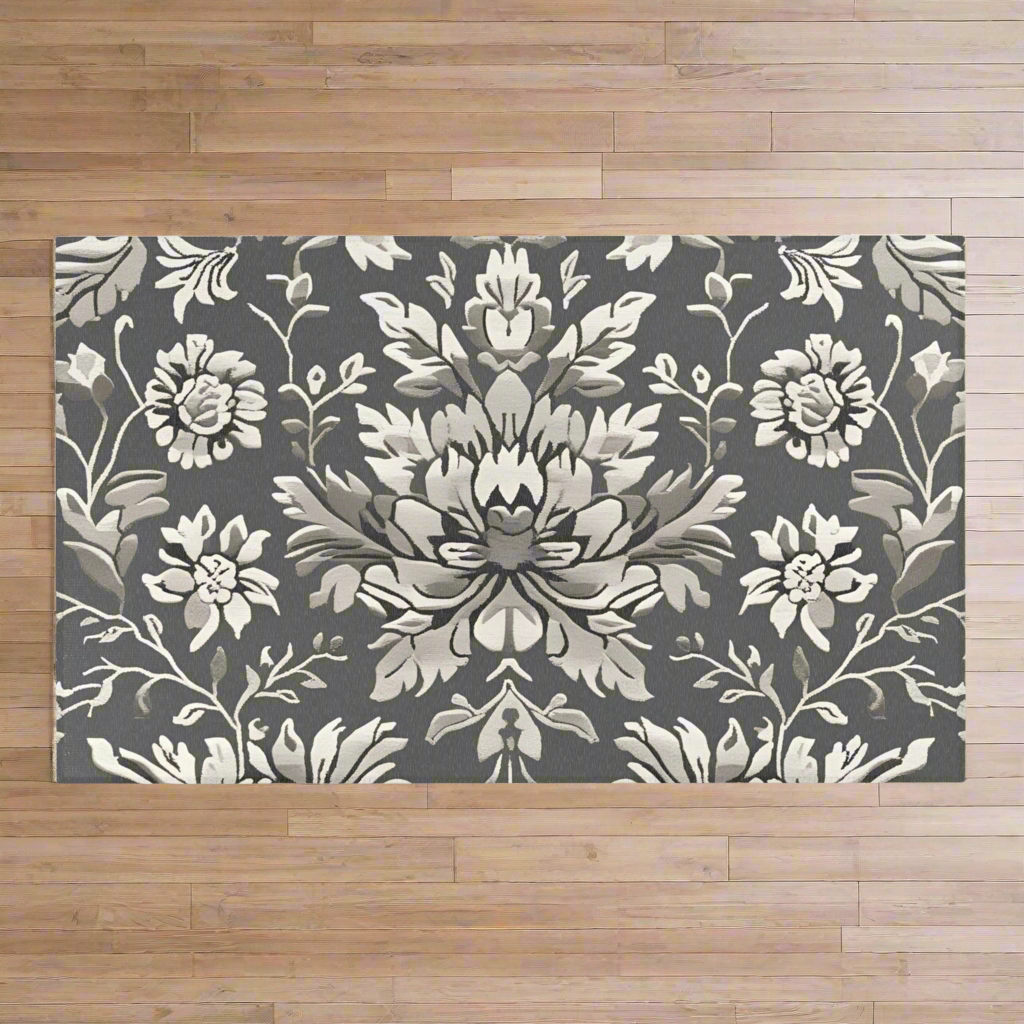 Grey Floral Rug
