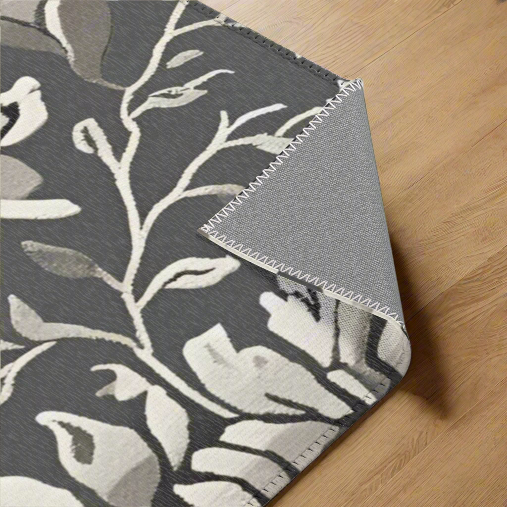 Grey Floral Rug
